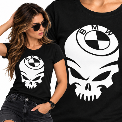 KOSZULKA ŚMIESZNA SKULL BMW
